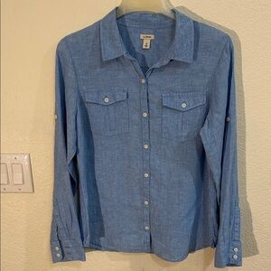 L.L. Bean Light Blue Button up  Casual Shirt,Long Sleeve Top Medium
